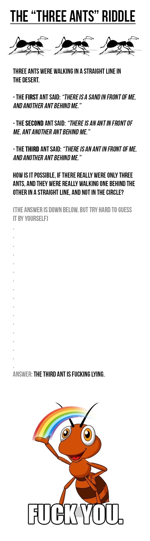 The three ants riddle