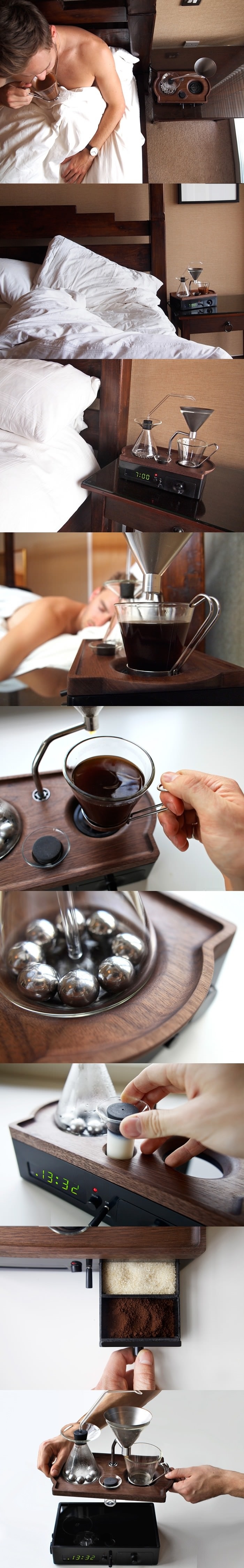 Coffee-making alarm clock