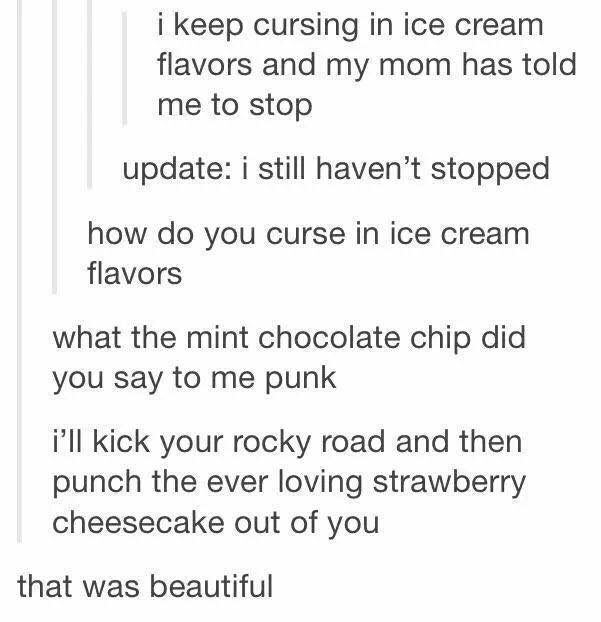 Cursing in ice cream flavours