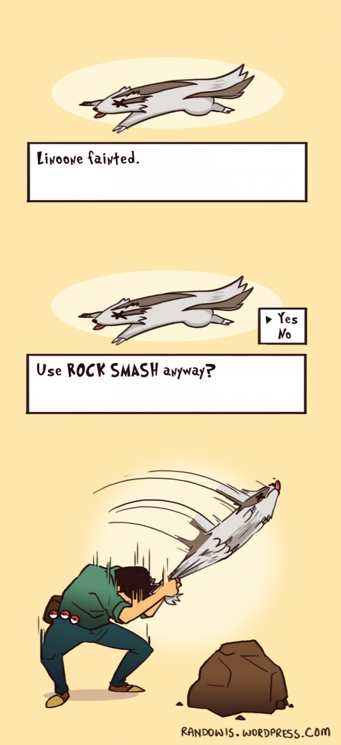 Linoone, use rock smash!