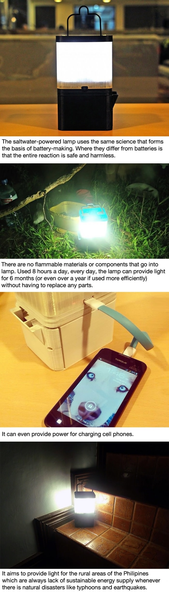 Portable salt-powered lamp