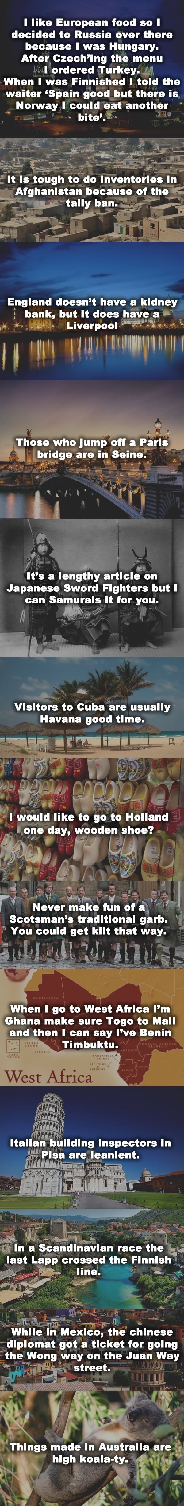 Amusing puns about places