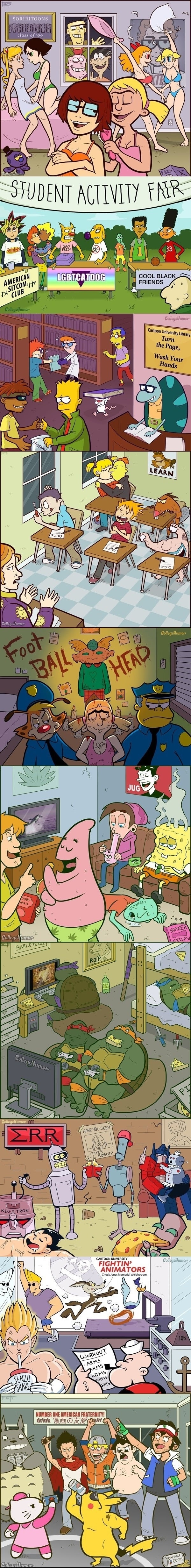 90s cartoons in college