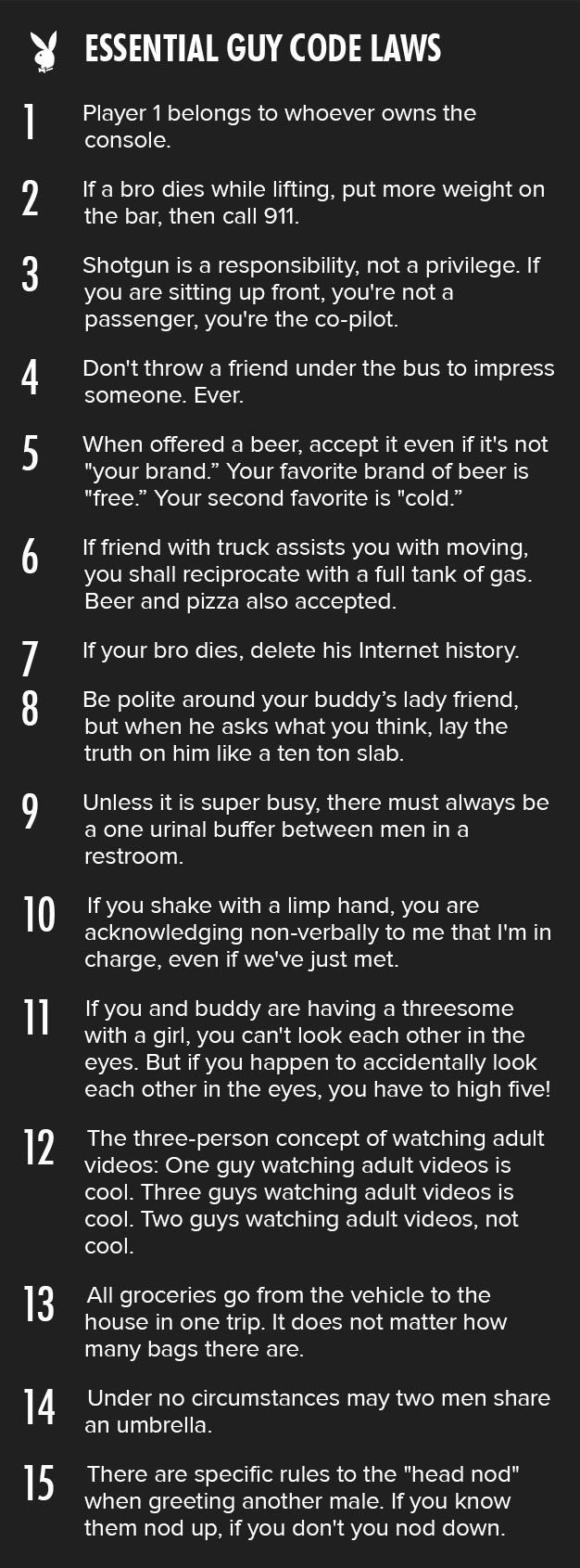Essential guy code laws