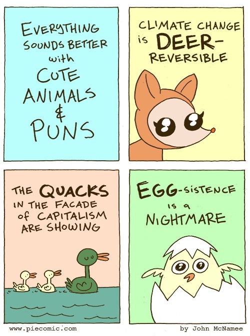Cute animals and puns