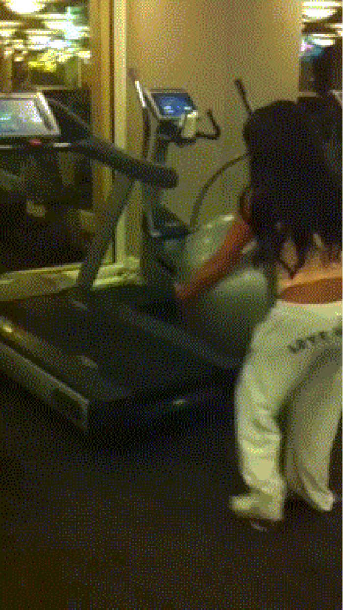 Swiss ball on a treadmill