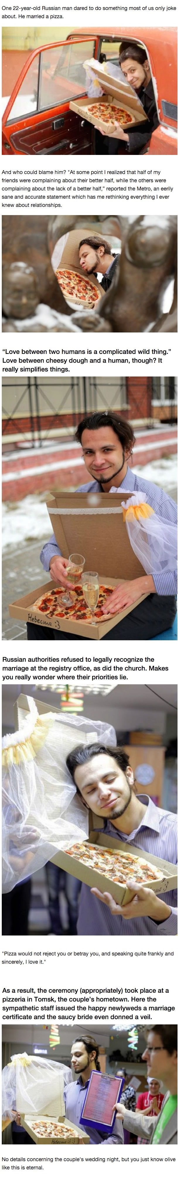 This man married pizza