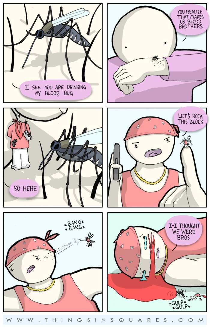 Getting bit by mosquitoes