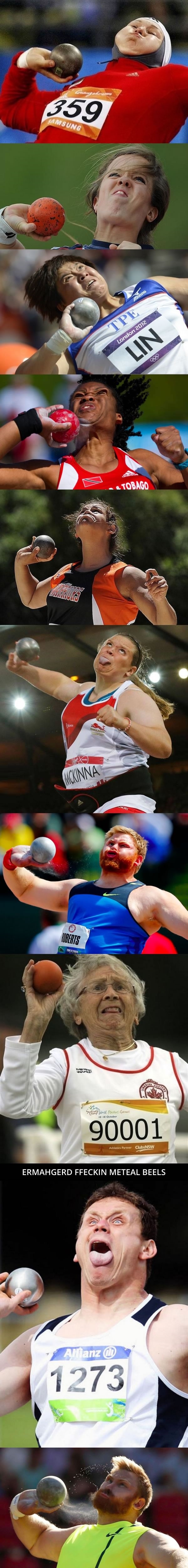 Shot put faces