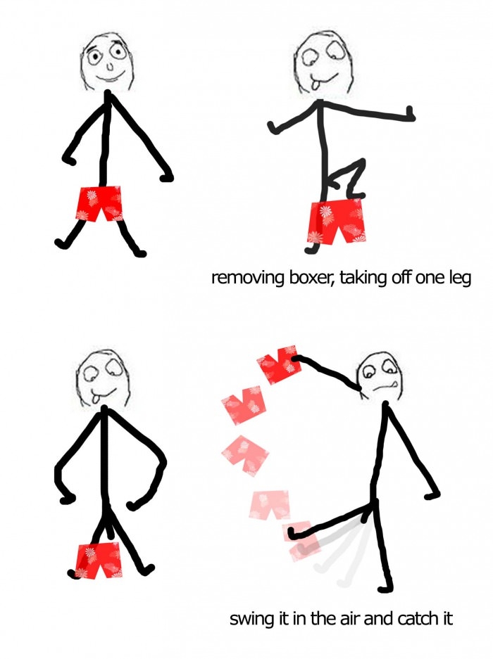 Taking off boxers