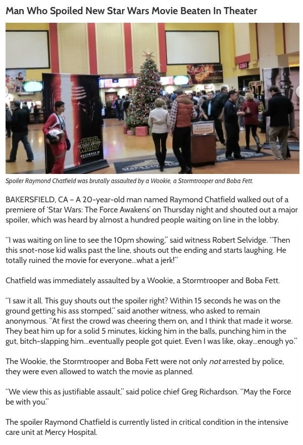 Guy spoils Star Wars