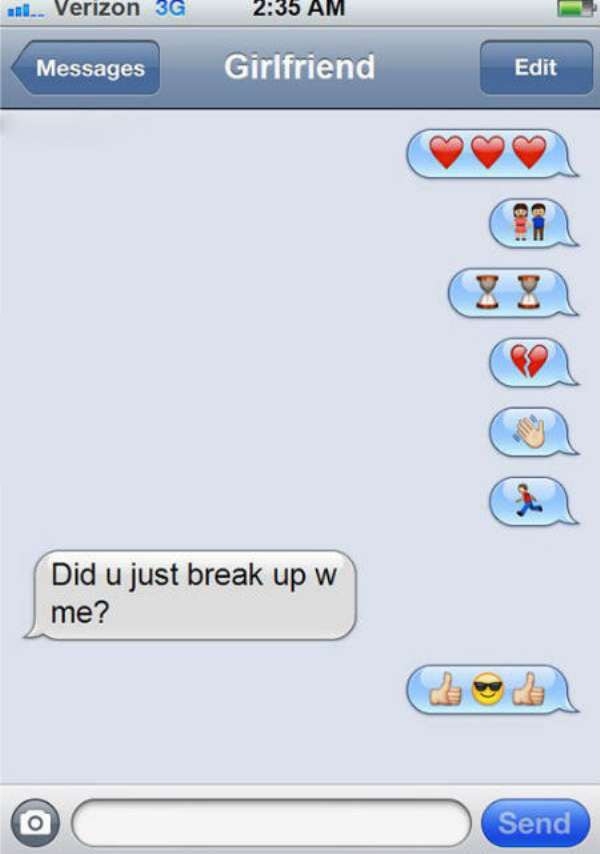 Emoji break up text