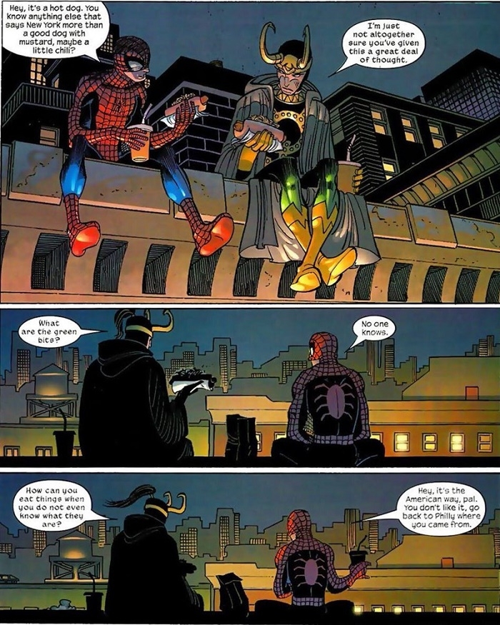 Loki having a hot dog