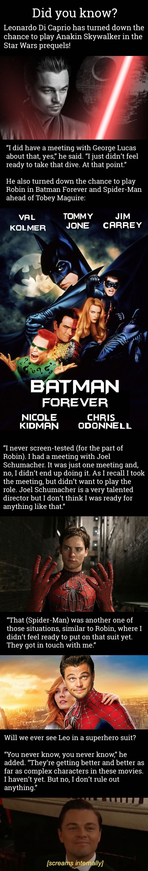 Roles Leo has turned down