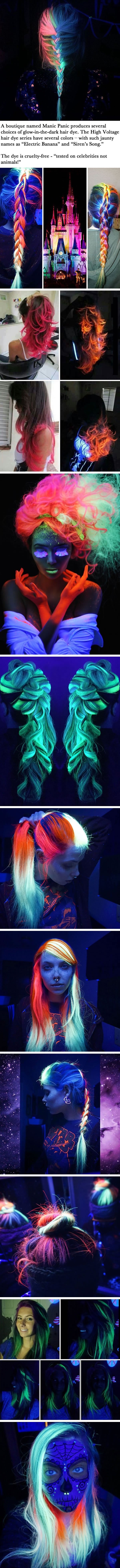 Glow in dark rainbow hair