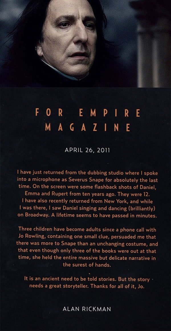 Rickman�s goodbye letter