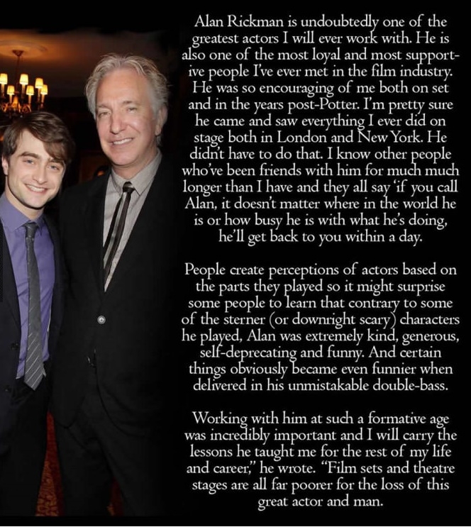 Radcliffe's tribute Rickman