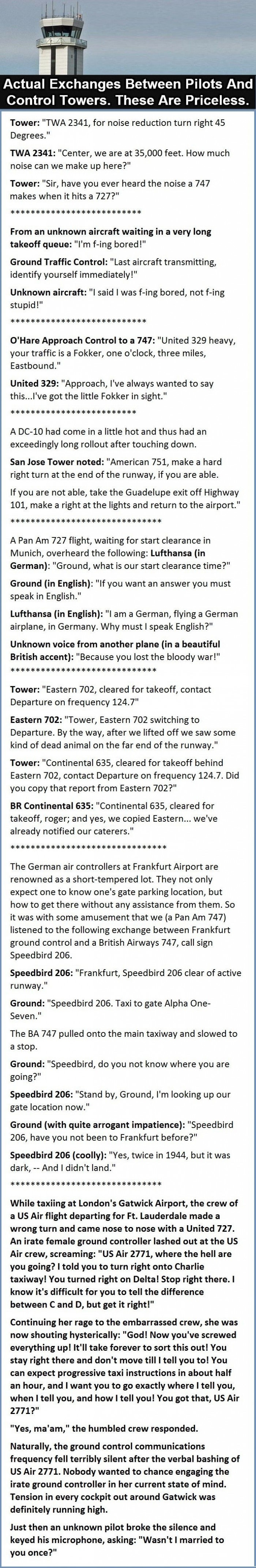 Pilots and control towers