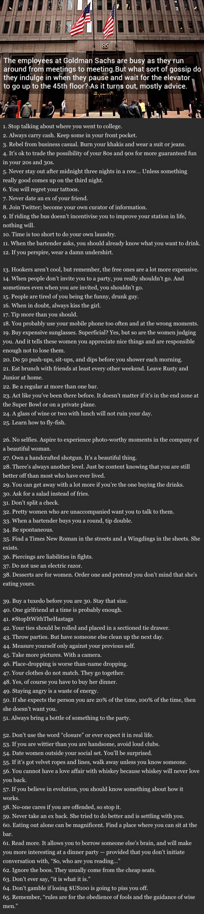Advice at Goldman Sachs