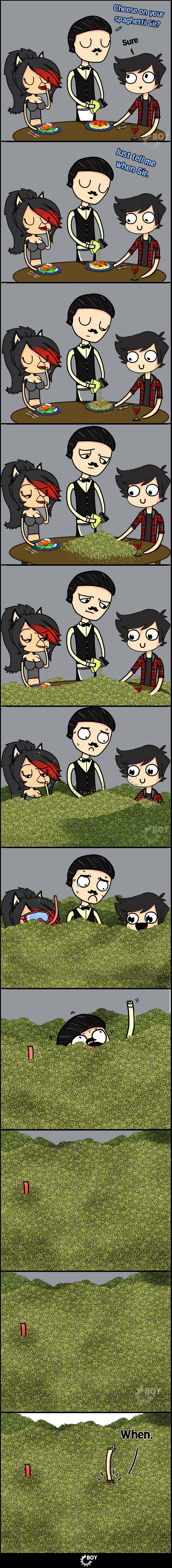 Spaghetti everywhere!