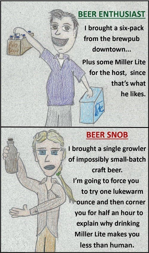 Beer enthusiast or snob?