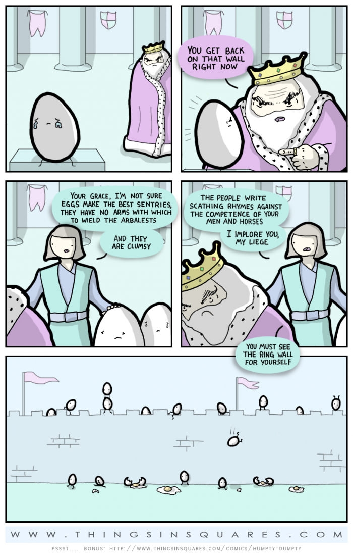 Why'd humpty sit on the wall