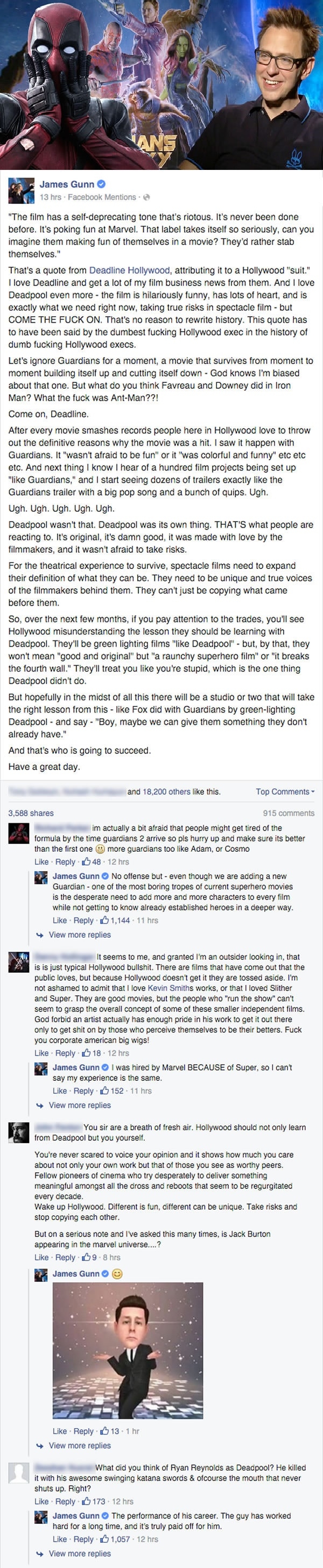 James Gunn on Deadpool