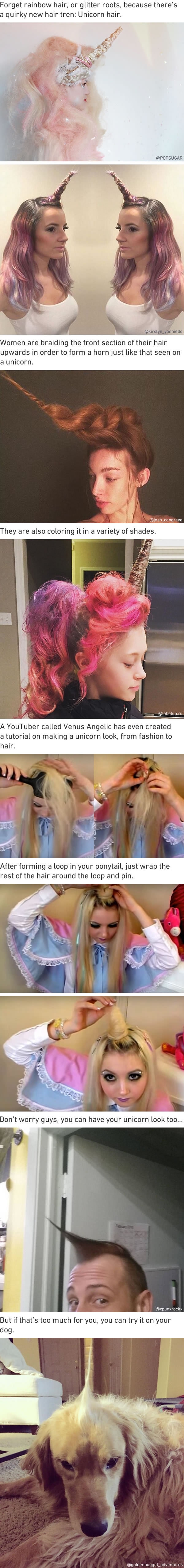 Unicorn horn hair