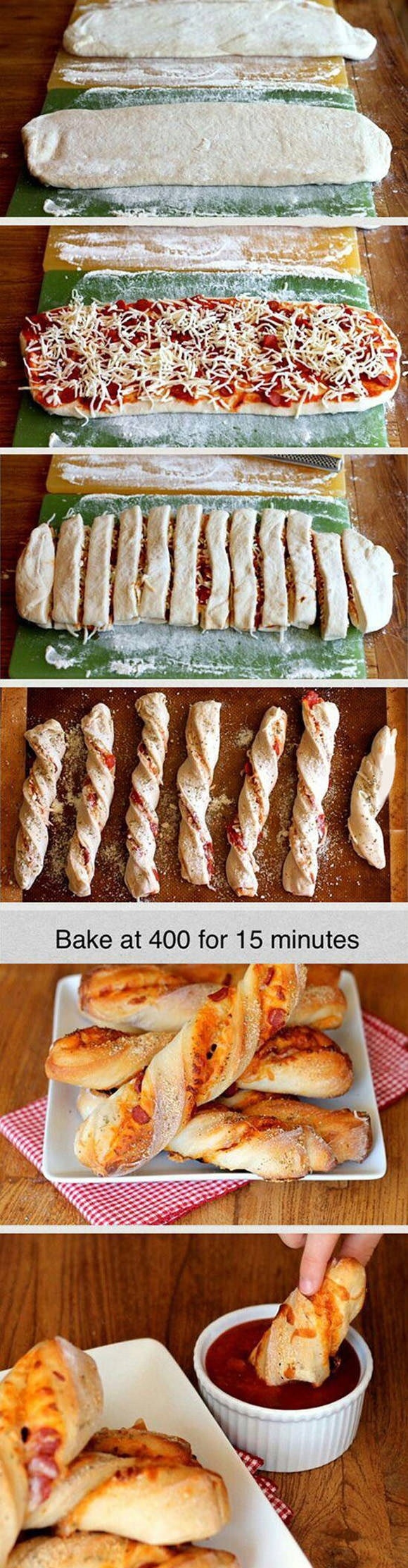 Twisted pizza breadsticks