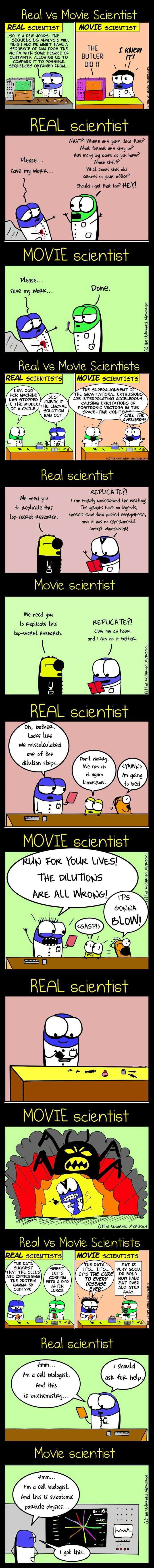 Scientists: real vs. movie