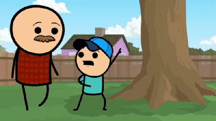 Daddy, the cat's stuck in the tree!