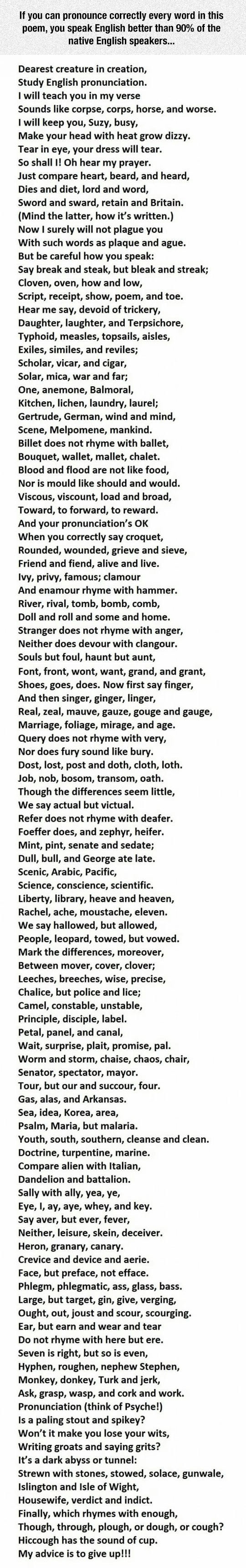 Can you pronounce every word?