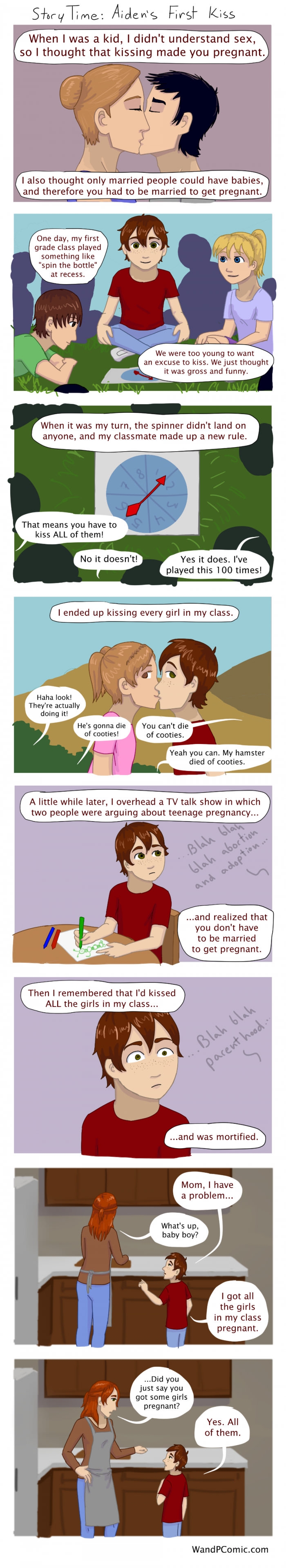 Aiden's first kiss