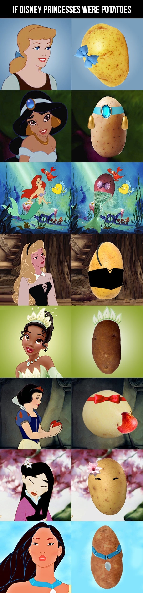 Disney princesses as potatoes
