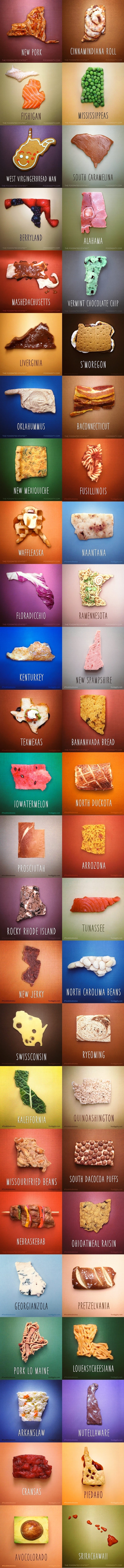 All 50 states reimagined as food puns