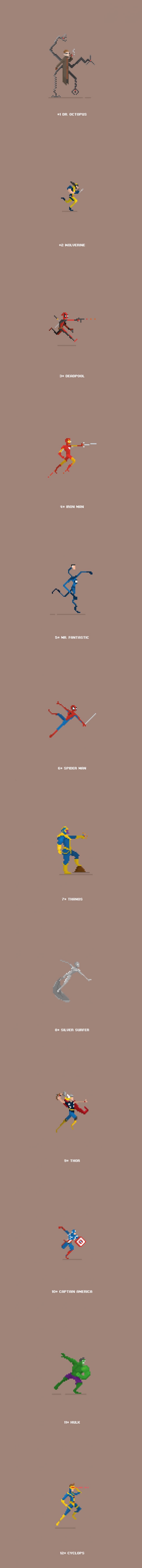 Pixel arts of Marvel characters