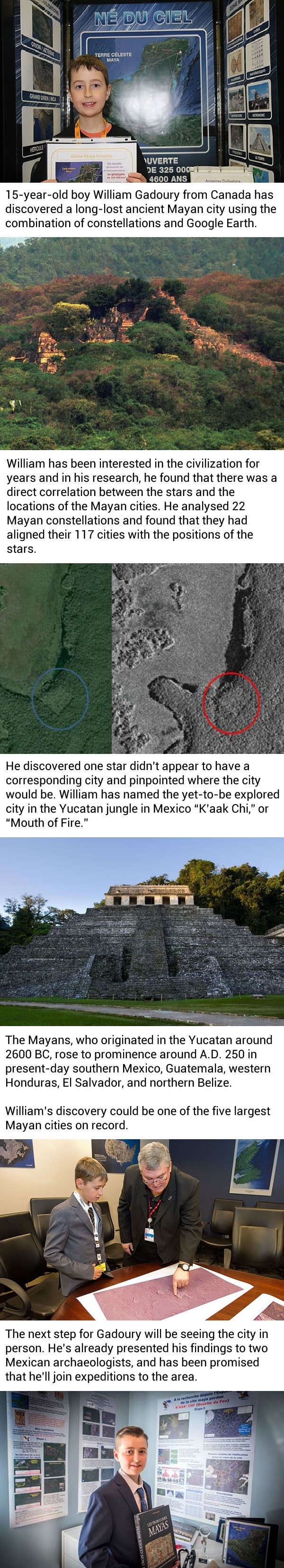 15 year old boy has discovered a lost Mayan city by studying star maps