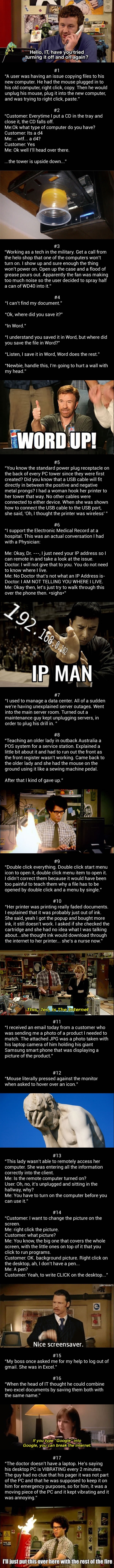 Most computer illiterate things IT workers ever come across