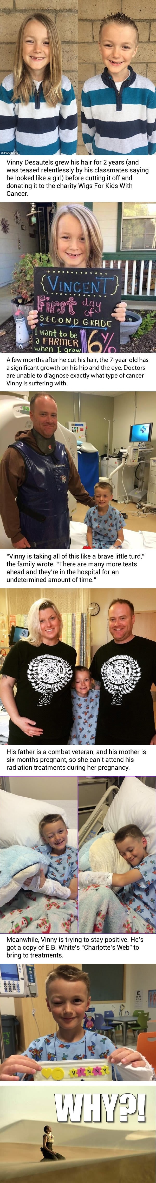 7 year old who donated hair to kids with cancer is now fighting the same battle