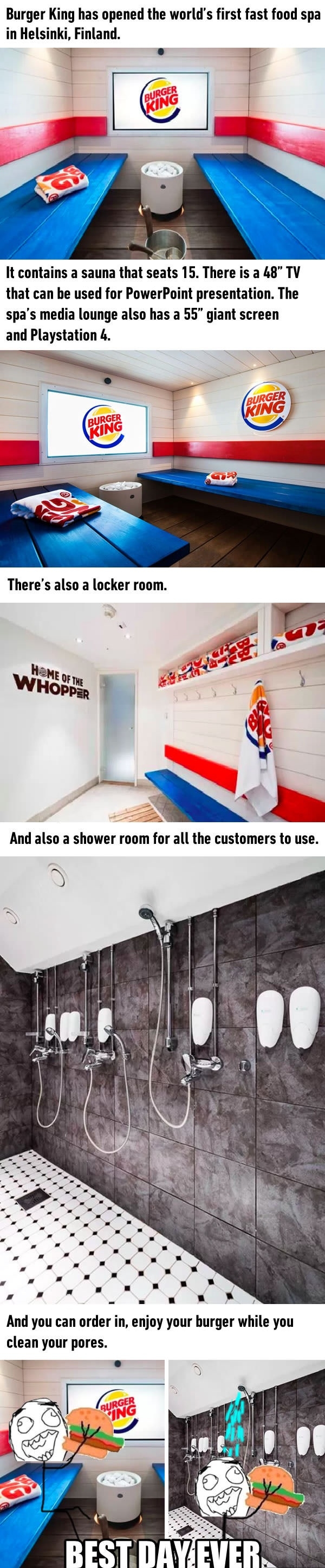 Burger King has opened the world's first fast food spa in Finland