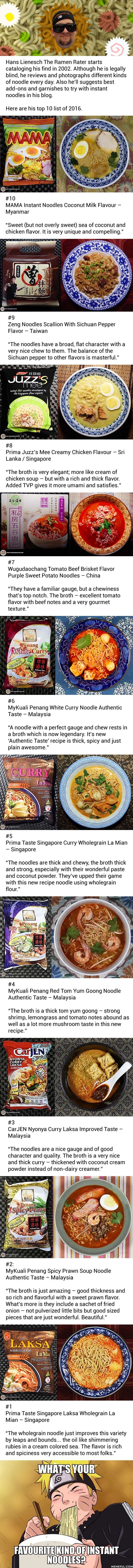 Ramen rater rates top 10 instant noodles