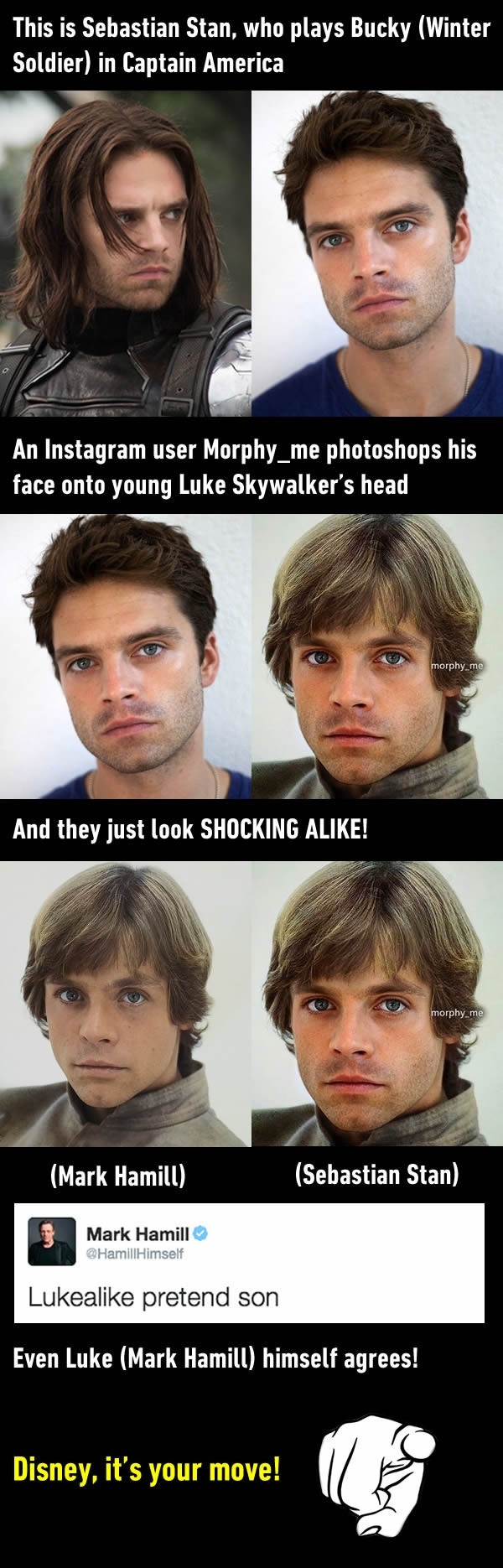 Sebastian Stan looks like a young Luke Skywalker