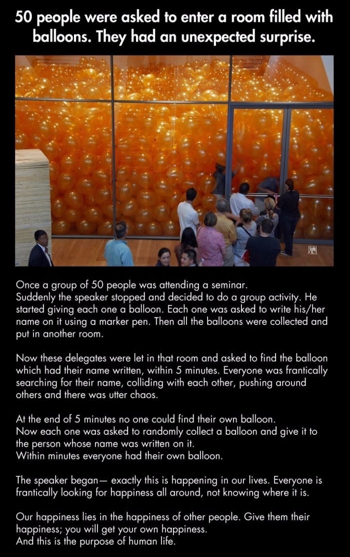 50 people were asked to enter a room filled with balloons