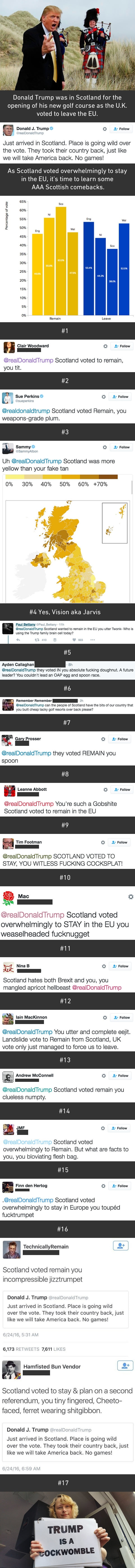 Scots shower Trump with glorious Scottish insults after his Brexit tweet