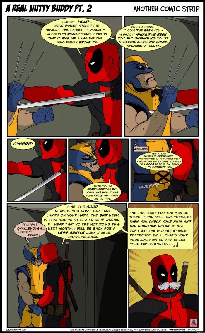 Just Deadpool giving awareness against t*sticular cancer