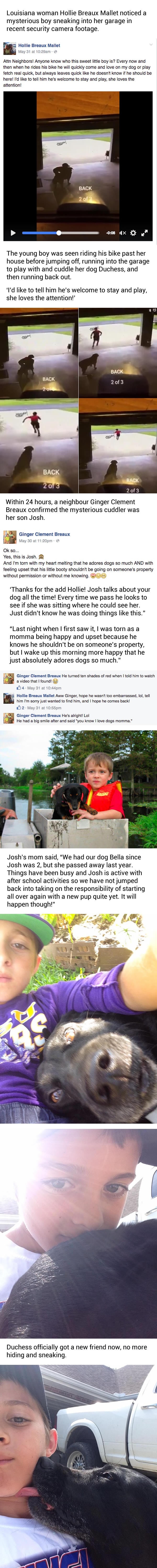 Boy caught sneaking into homes for dog hugs