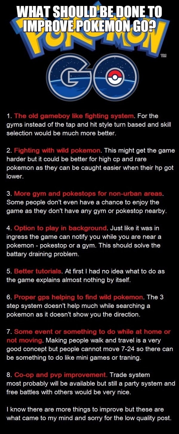 Pokemon Go suggestions