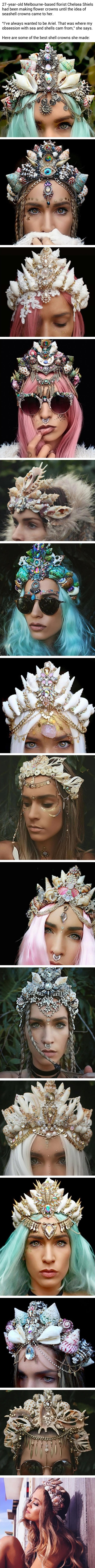This girl makes mermaid crowns with shells