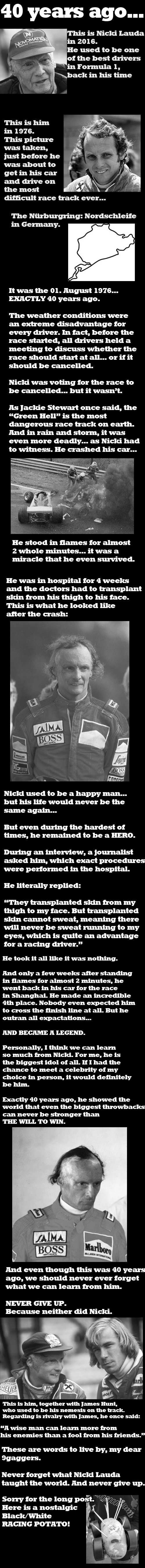 40 years ago, Nicki Lauda crashed his car in Formula 1 on the Nrburgring