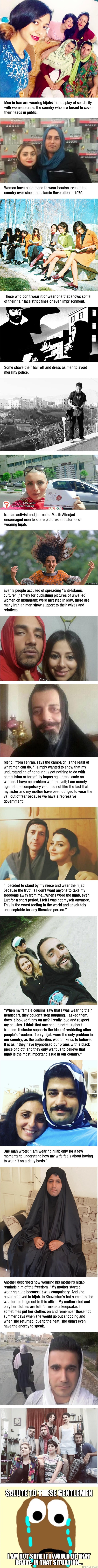 These Iranian men are wearing hijabs to protest against compulsory veil